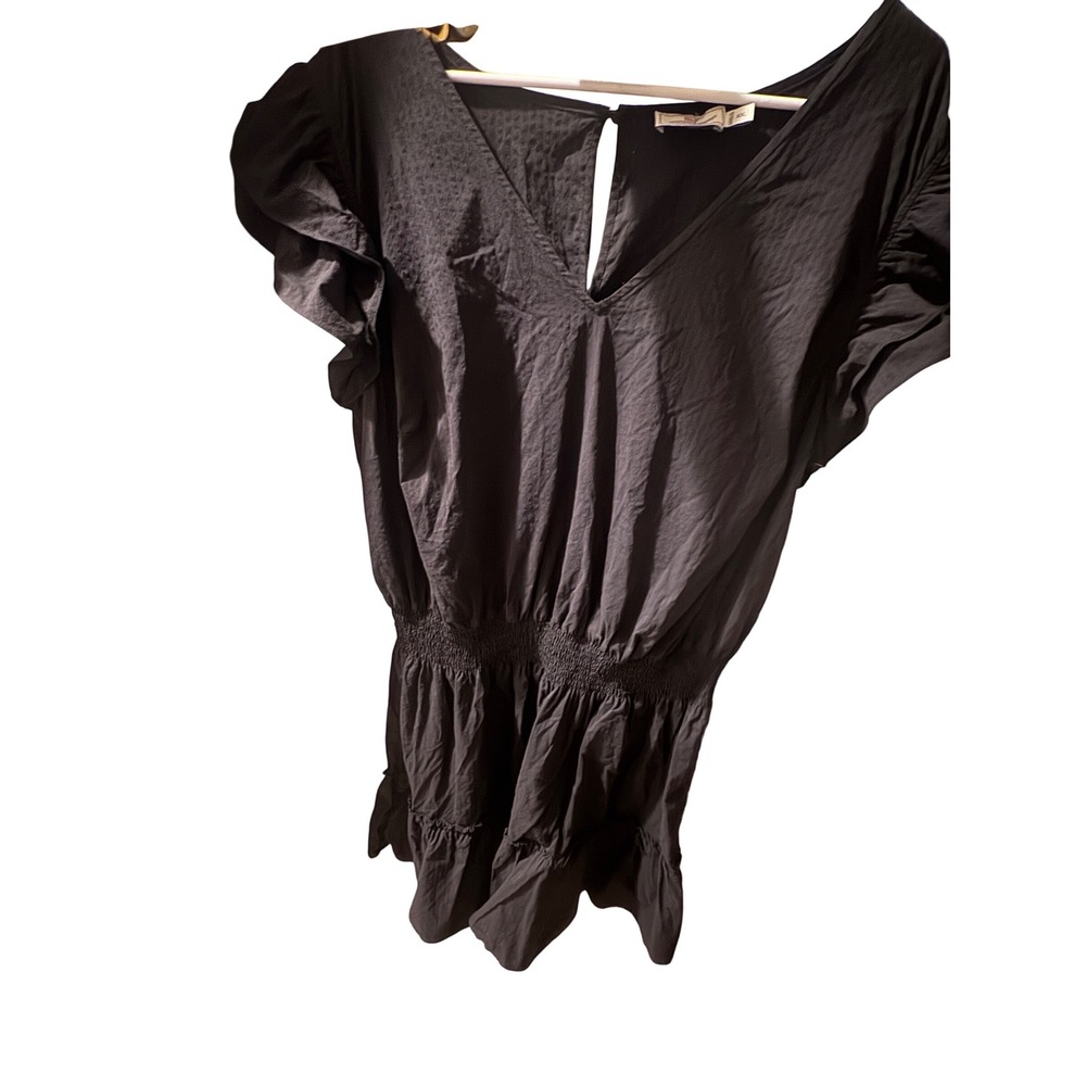 Vineyard‎ Vines Performance Dress Womens XXL Black V-Neck Flutter Sleeve Smocked - Picture 4 of 4